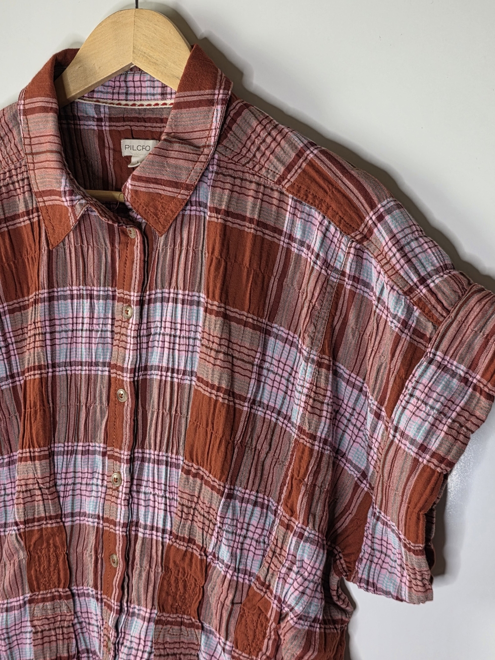 Anthropologie Pilcro The Bobbie Short-Sleeve Fitted-waist smocked top Large - Picture 5 of 10